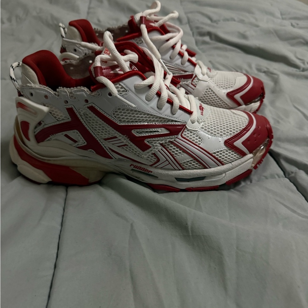 Balenciaga Red and White Athletic Shoes